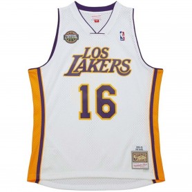 Camiseta Mitchell & Ness Nba White Los Angeles Lakers Jersey 2008 Pau Gasol