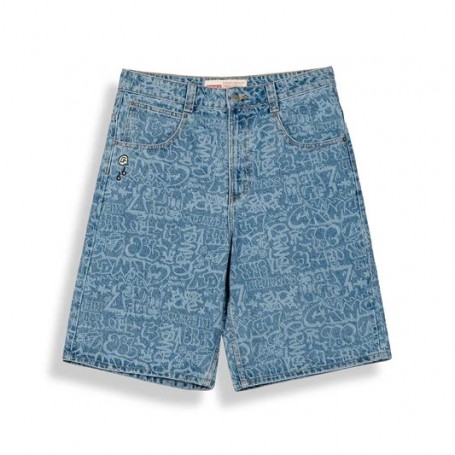 Pantalon Grimey All Over Laser Baggy Denim Shorts