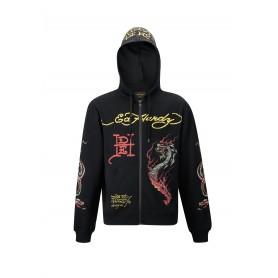 Sudadera Ed Hardy Mens Double Venom Zip Thru Hoodie