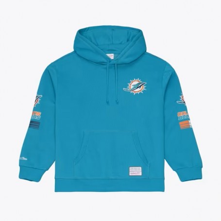 Sudadera Mitchell & Ness NFL Triple Check Fleece Hoodie Miami Dolphins